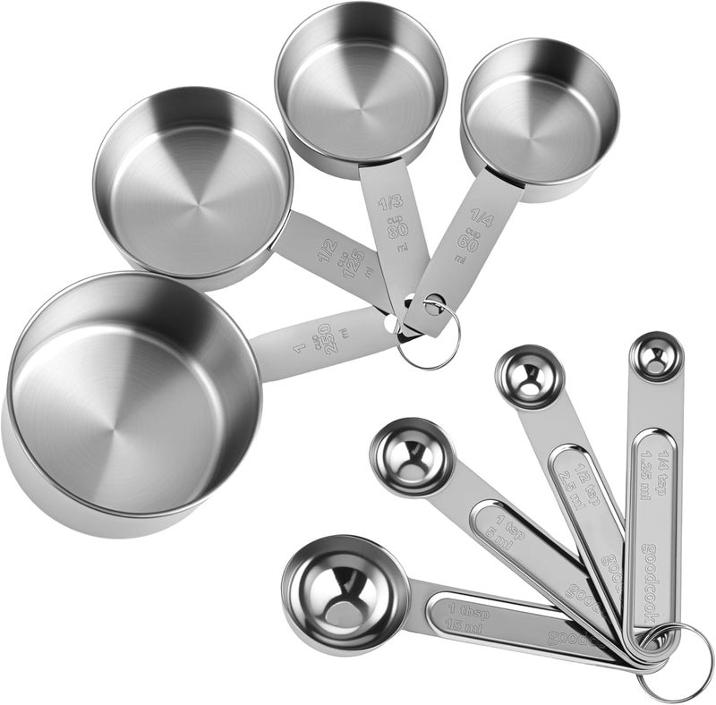 Strelitsia Measuring Cups and Spoons Set,Stainless Steel 8 Piece Nesting Measuring Tools for Dry & Liquid Ingredients, Kitchen Gadgets for Cooking and Baking, Includes 4 Cups and 4 Spoons - Image 4